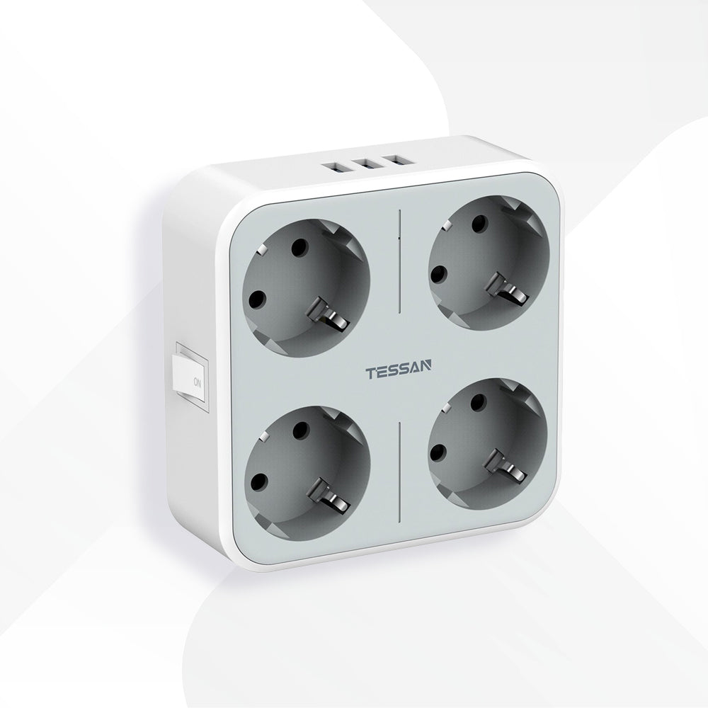 8€72 sur Multiprise 3 prises plus 4 ports USB 24A Câble 2m Antistatique  Inkax Blanc - Électricité et domotique - Achat & prix