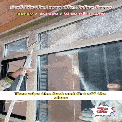 3-in-1 Telescopic Window Cleaner with Integrated Sprayer
