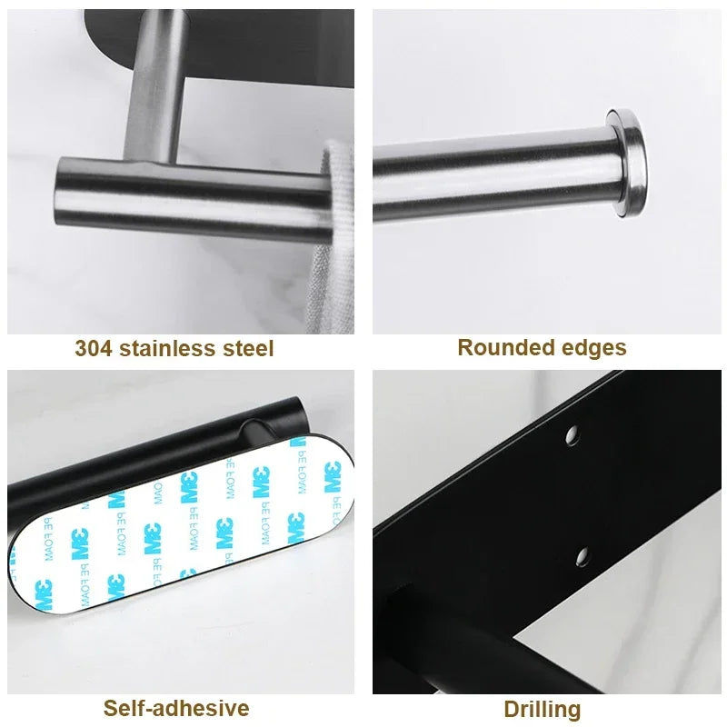 Porte-Rouleau Adhésif en Inox Sans Perçage - Lot de 2