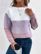 Pull en Maille à 3 Rayures en Dégradé