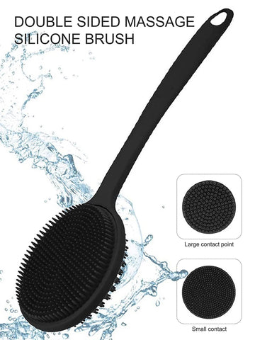 Brosse de bain exfoliante 2 en 1 à long manche