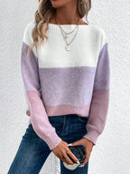 Pull en Maille à 3 Rayures en Dégradé
