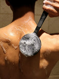 Brosse de bain exfoliante 2 en 1 à long manche
