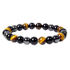 Triple Protection Bracelet - Tiger's Eye, Hematite, and Black Obsidian