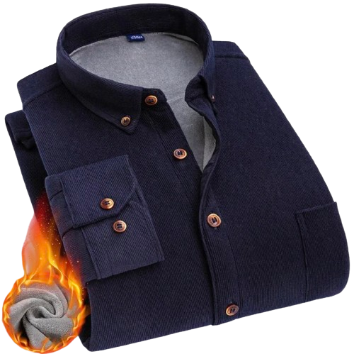 Corduroy shirt with warm fleece interior - Solid color