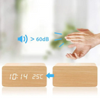 Wooden digital alarm clock with induction charger