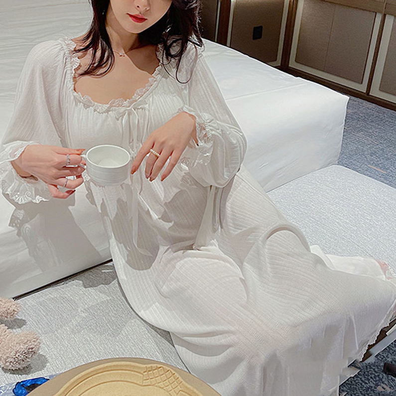 Long white nightgown with lace