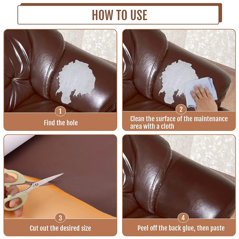 2x Adhesive leather repair patch