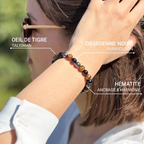 Triple Protection Bracelet - Tiger's Eye, Hematite, and Black Obsidian