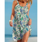 Robe de Plage à Imprimés Marins Sans Manches