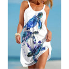 Robe de Plage à Imprimés Marins Sans Manches