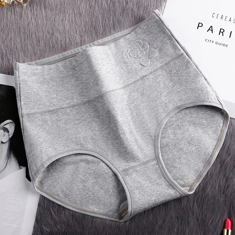 Pack of 4 High-Waisted Breathable Cotton Briefs