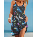 Robe de Plage à Imprimés Marins Sans Manches