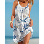 Robe de Plage à Imprimés Marins Sans Manches