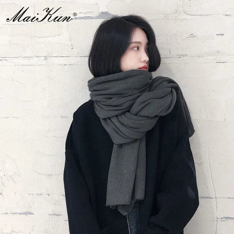 Chunky & Long Knit Scarf - Cashmere Softness