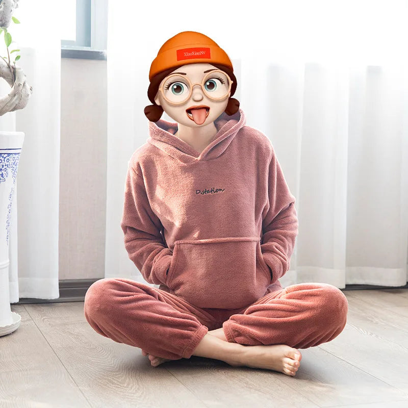 Pyjama en flanelle à capuche