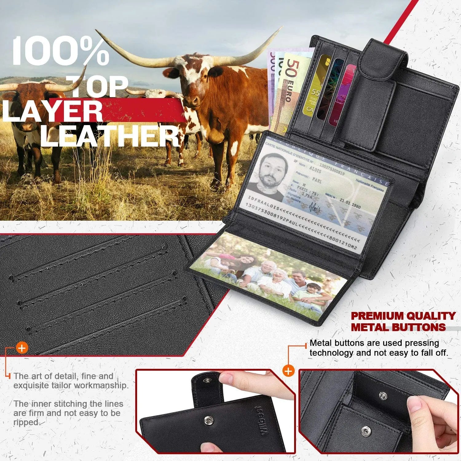 RFID Blocking Multi-Compartment Wallet