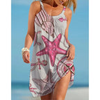 Robe de Plage à Imprimés Marins Sans Manches
