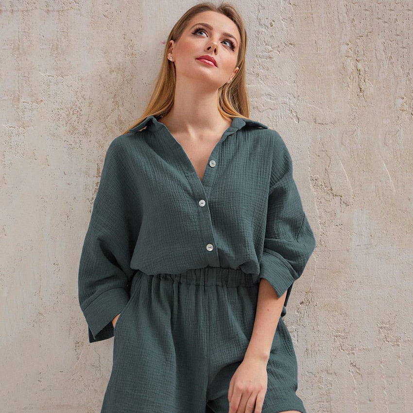 Jasmin - pyjama en gaze de coton pour femme