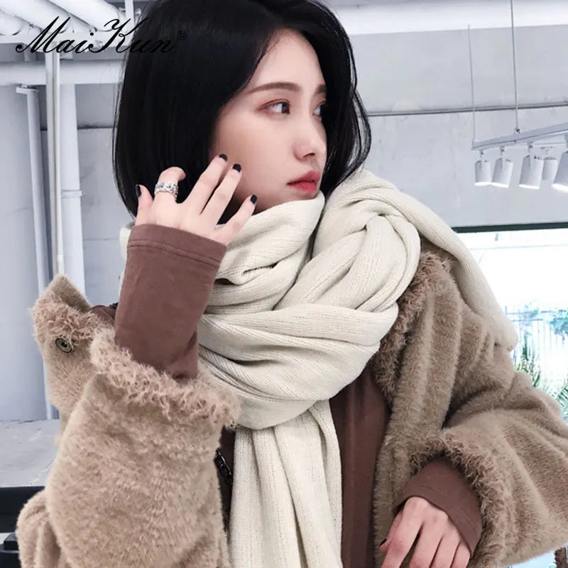 Chunky & Long Knit Scarf - Cashmere Softness