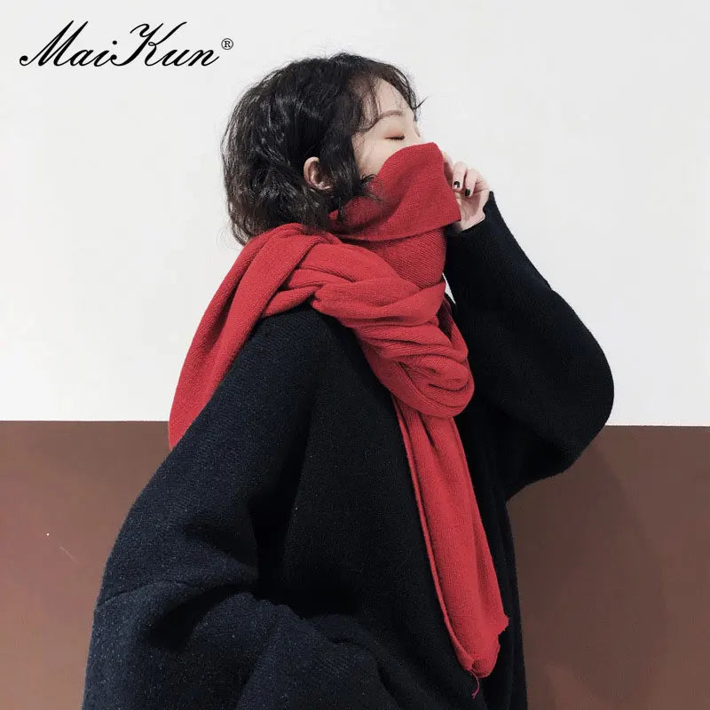 Chunky & Long Knit Scarf - Cashmere Softness