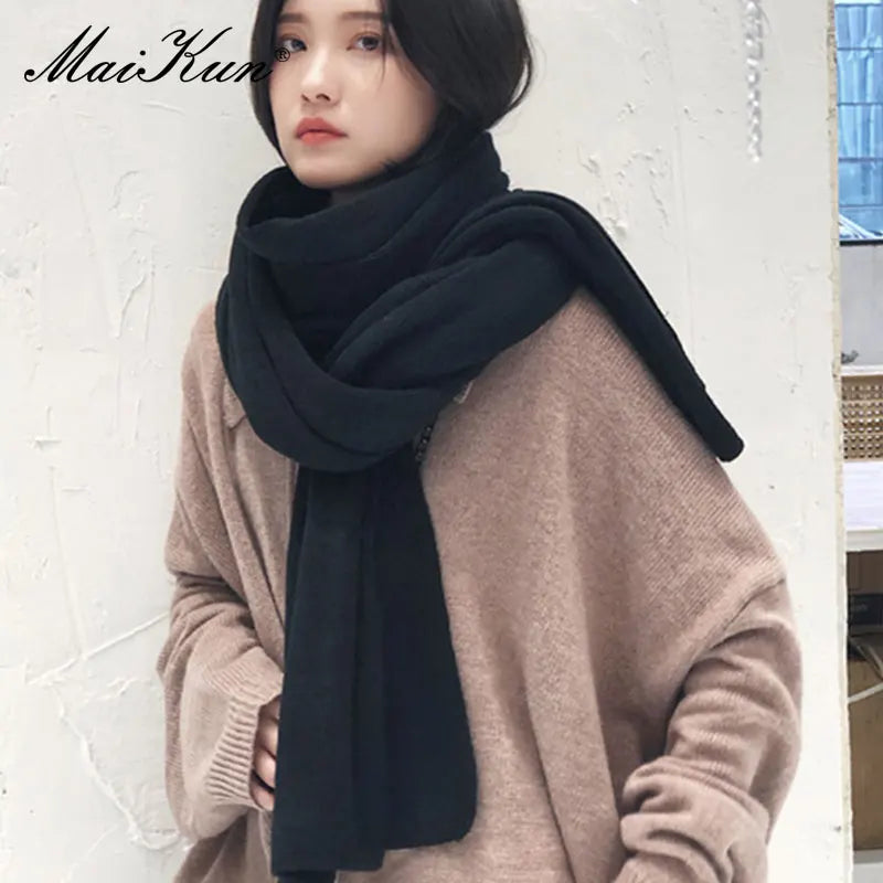 Chunky & Long Knit Scarf - Cashmere Softness