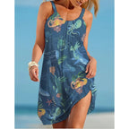 Robe de Plage à Imprimés Marins Sans Manches