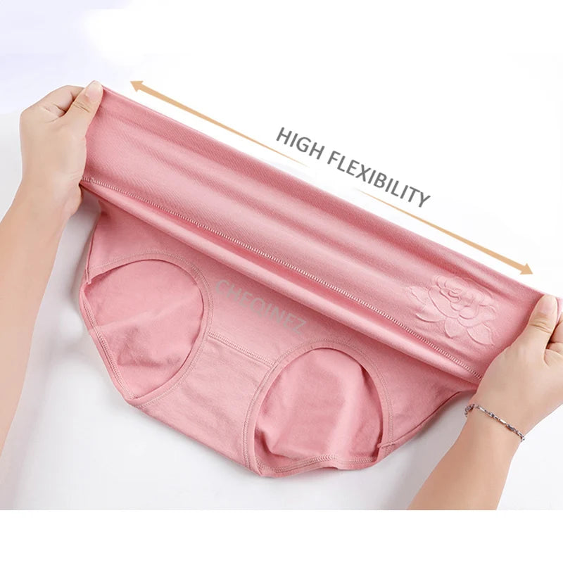 Pack of 4 High-Waisted Breathable Cotton Briefs
