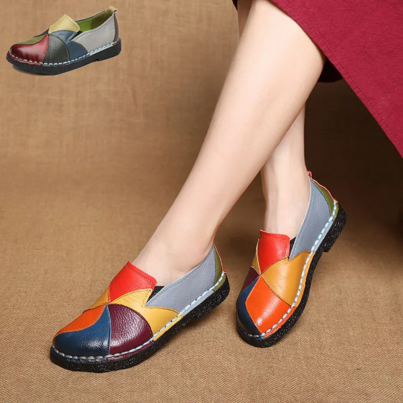 Women's Multicolored Summer Cowhide Loafers
