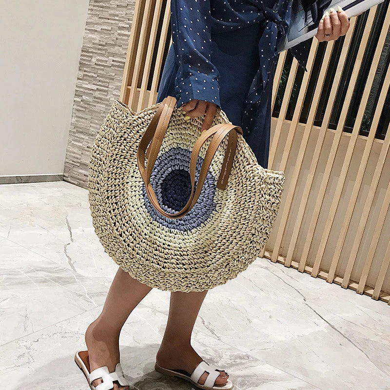 Sac de Plage en Osier "Oeil" avec Fermeture