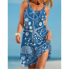 Sleeveless Nautical Print Beach Dress