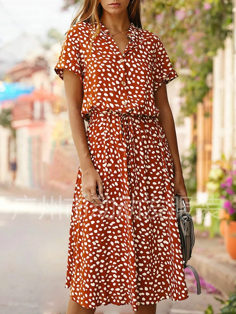 Robe chemise d'été légère à imprimé