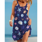 Robe de Plage à Imprimés Marins Sans Manches