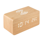 Wooden digital alarm clock with induction charger