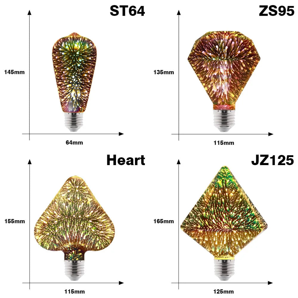 Ampoule LED feu d'artifice coloré 3D