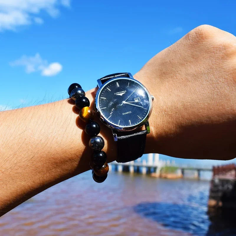 Triple Protection Bracelet - Tiger's Eye, Hematite, and Black Obsidian