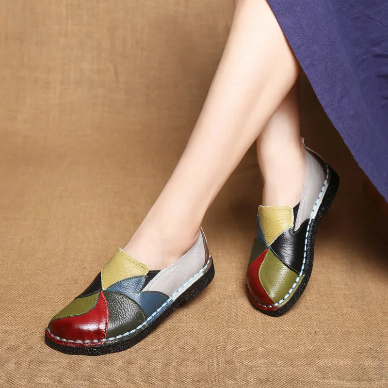 Women's Multicolored Summer Cowhide Loafers