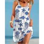 Robe de Plage à Imprimés Marins Sans Manches