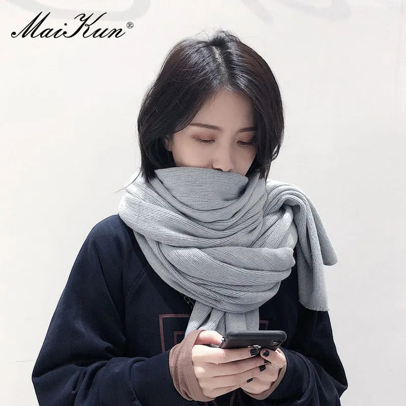 Chunky & Long Knit Scarf - Cashmere Softness