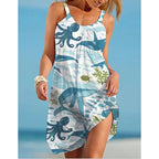 Robe de Plage à Imprimés Marins Sans Manches