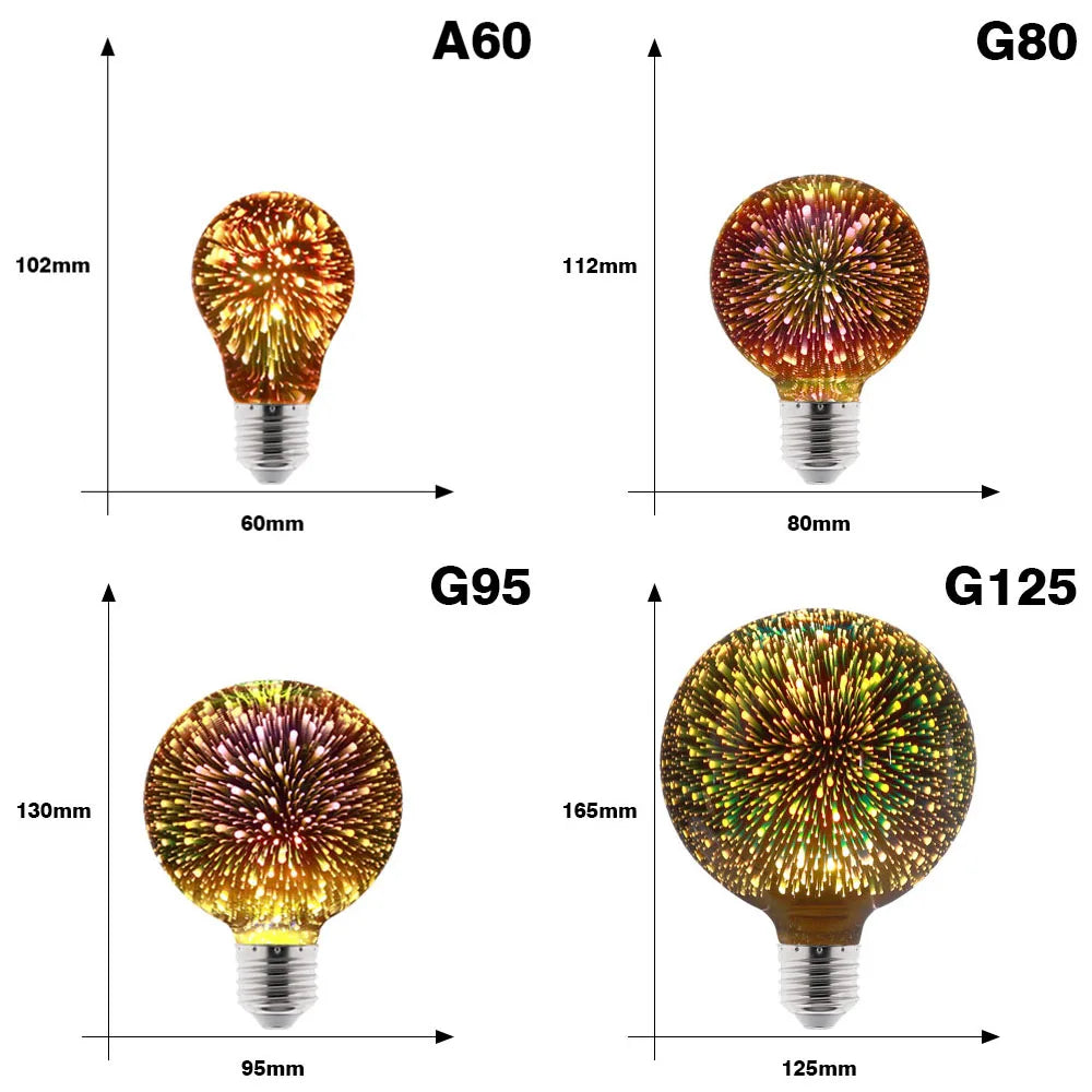 Ampoule LED feu d'artifice coloré 3D