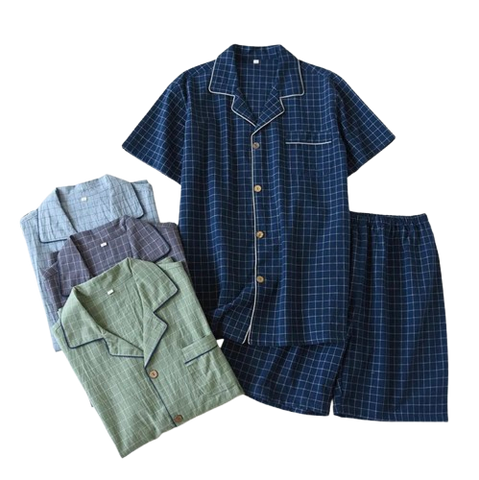Pyjama en Gaze de Coton Chemise & Short Mixte - Printemps/ Été