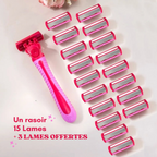Rasoir à 6 lames anti-coupures - 15 Lames + 3 OFFERTES