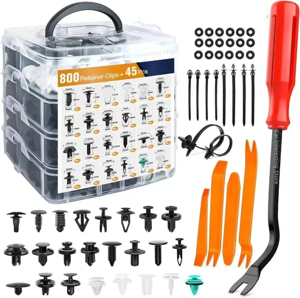 Kit de 680 Clips De Fixation Universels + Outils