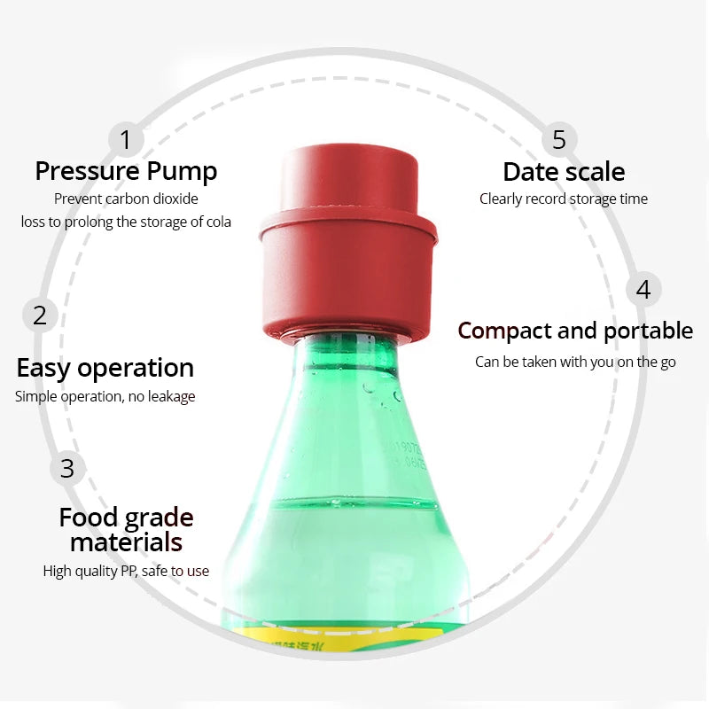5x Bouchons à pression avec date pour bouteille de soda gazeuse sous vide