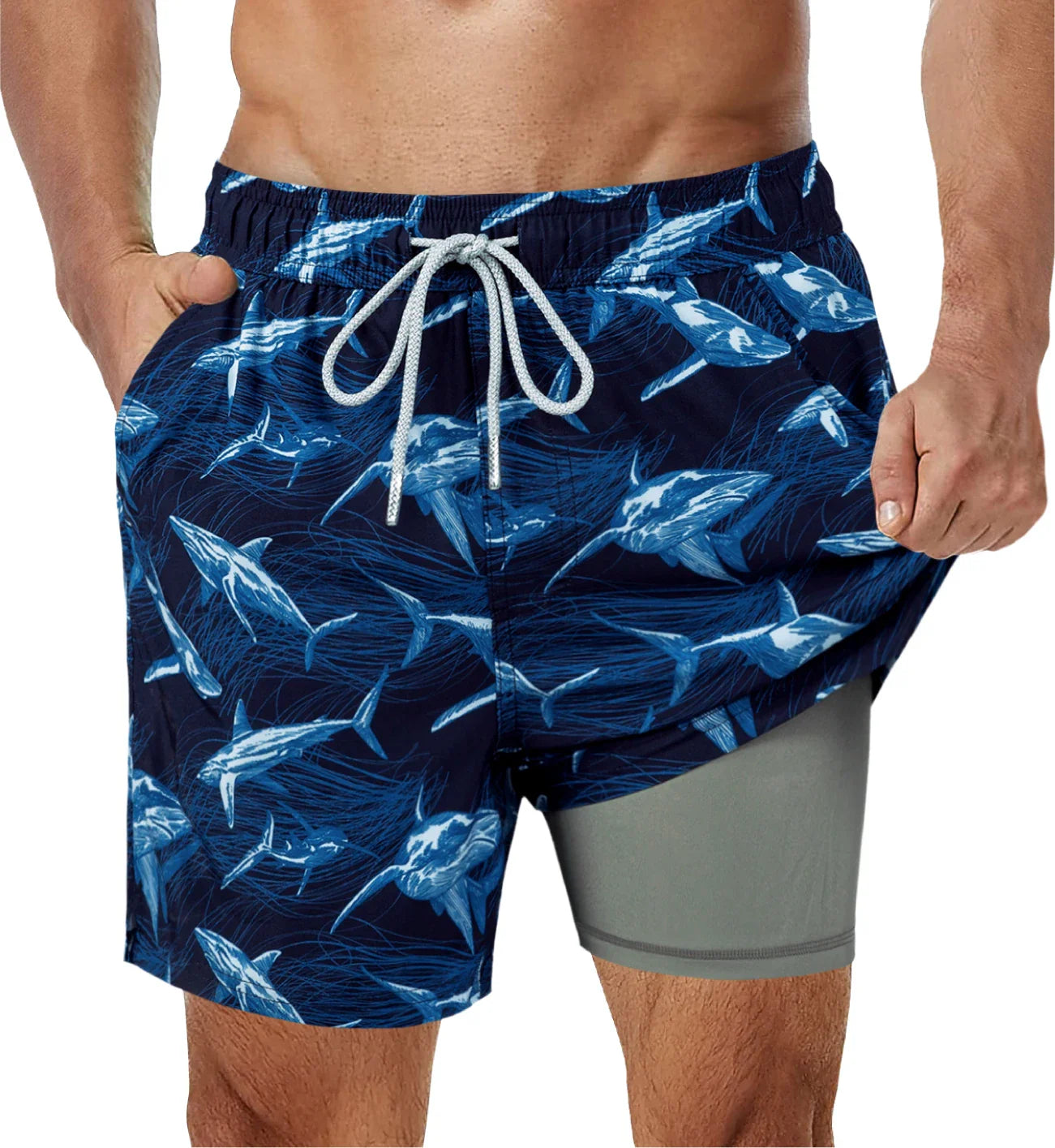 Swimsuit with integrated compression lining