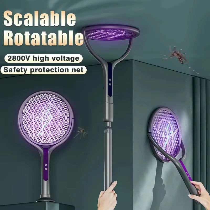 Raquette anti-moustiques électrique et télescopique — Rotation pratique