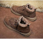 Leather High-Top Sneakers with Fur Lining and Zipper