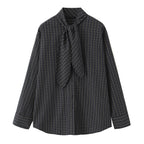 Chemise Élégante Femme à Col Lavallière & Manches Longues