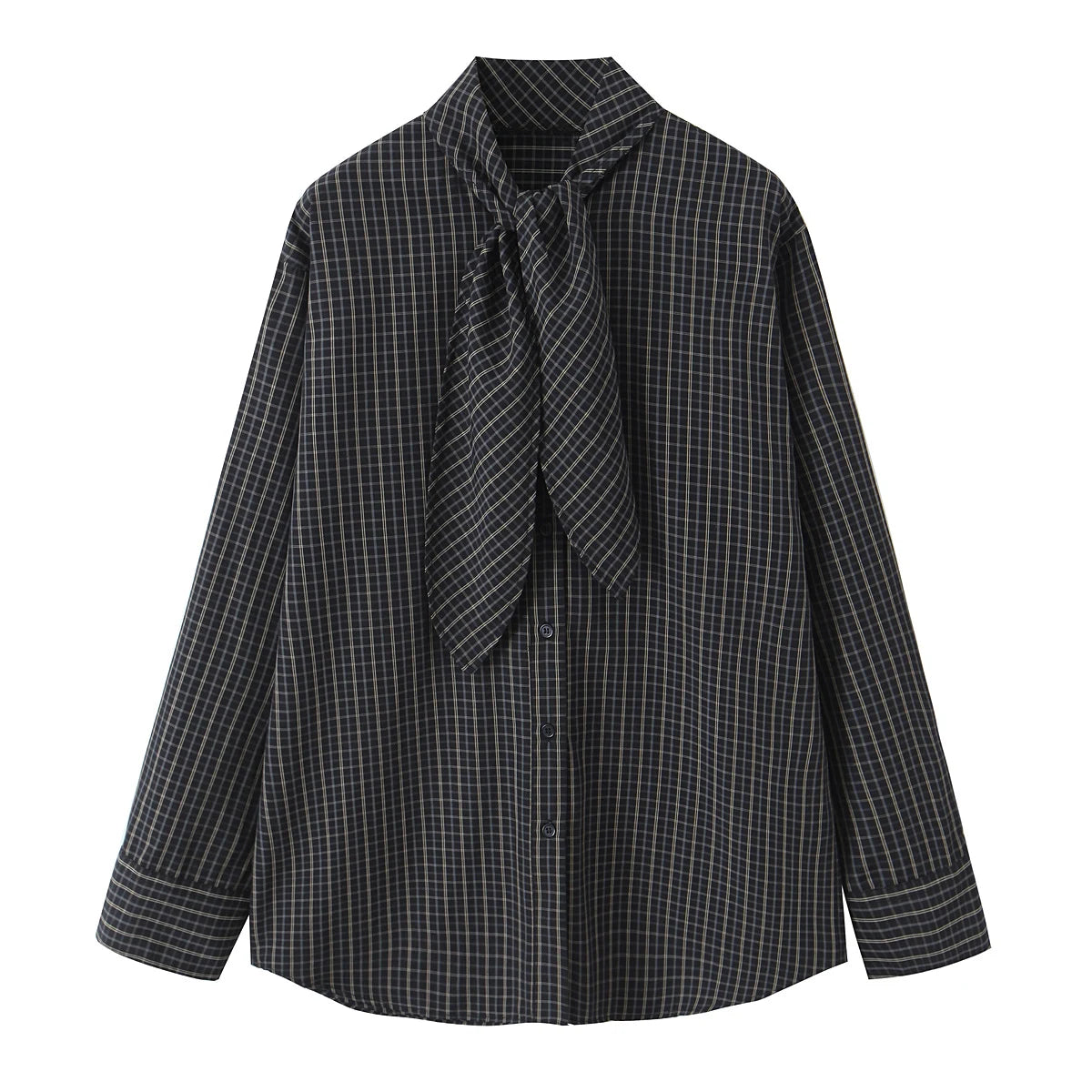 Chemise Élégante Femme à Col Lavallière & Manches Longues